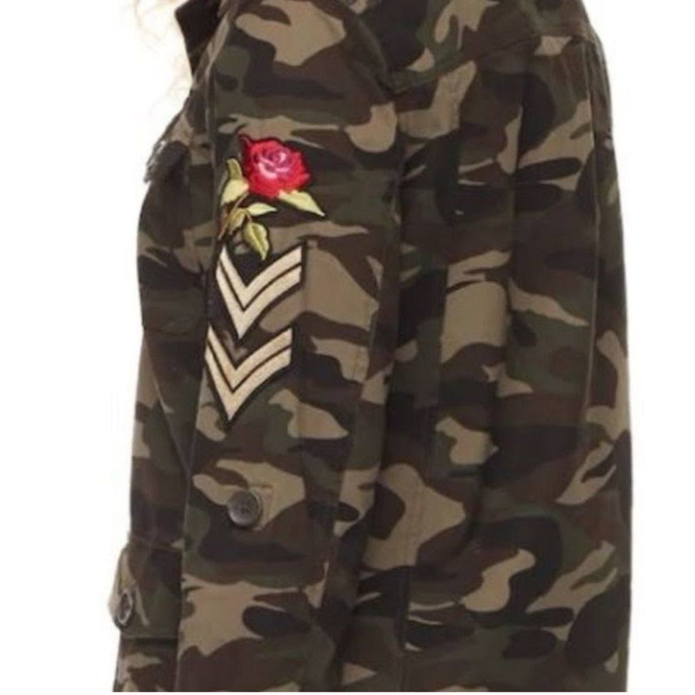 Madden NYC Rose Patch Studded Camo Utility Jacket
